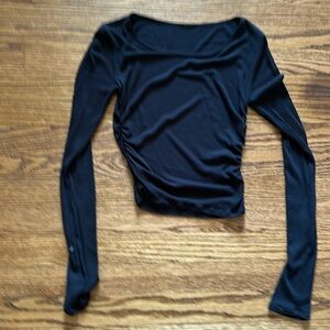Alo cropped ribbed long sleeve with side ruching size XS